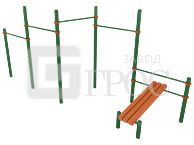 Комплекс воркаут четыре турника, перекладины и скамья для пресса - картинка для сайта об Оренбурге